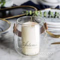 clear glass candle holder with leather handle